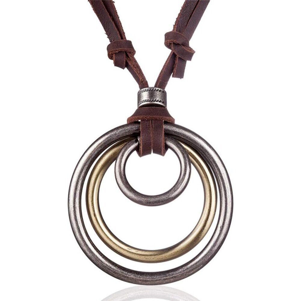 Genuine Leather Necklace - Cool Punk Rock Jewelry - Choker Pendant Necklace